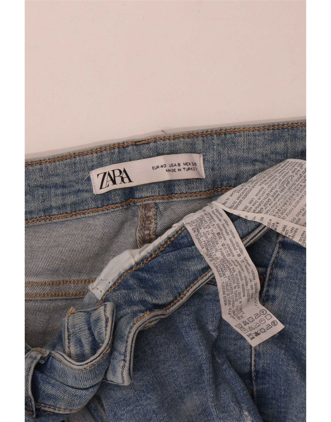 Zara Womens Distressed Cropped Jeans EU 40 Medium W30 L25 Blue Cotton