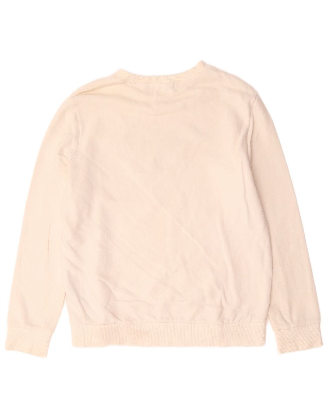 Guess Womens Graphic Sweatshirt Jumper UK 14 Medium Off White Cotton