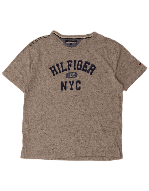Tommy Hilfiger Womens Graphic T-Shirt Top UK 18 XL Grey Flecked Cotton