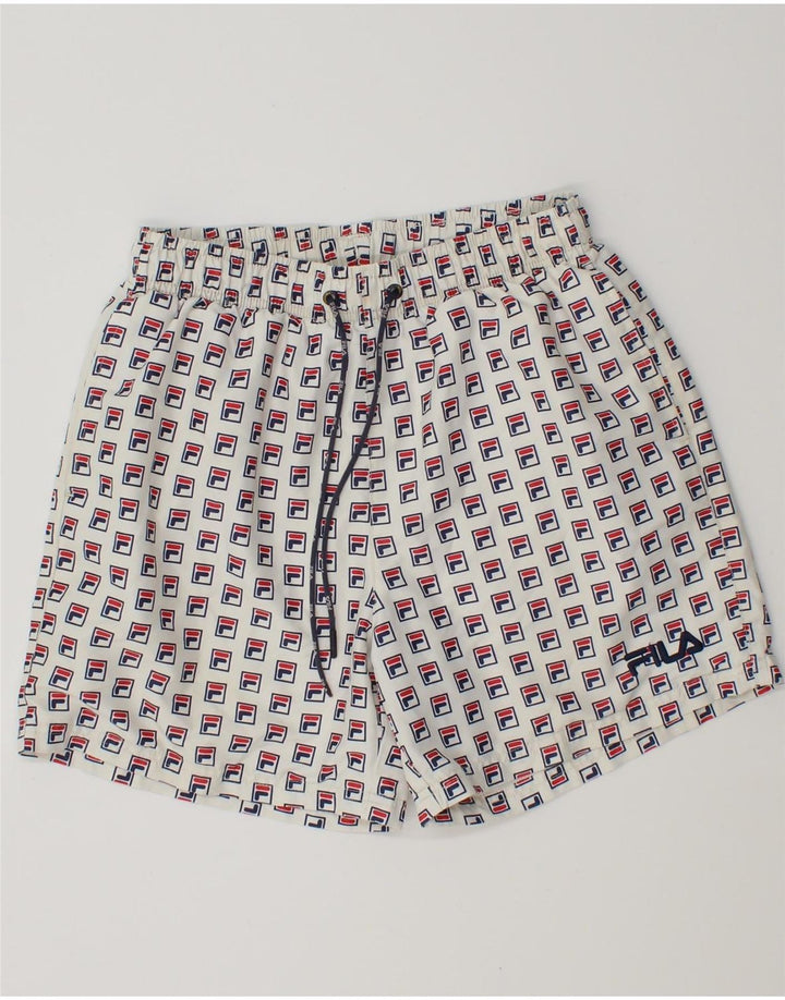 FILA Mens Graphic Swimming Shorts Small  White Polyester
