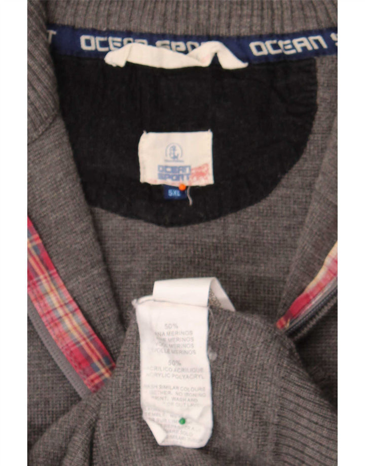 Vintage Mens Cardigan Sweater 5XL Grey Merino Wool