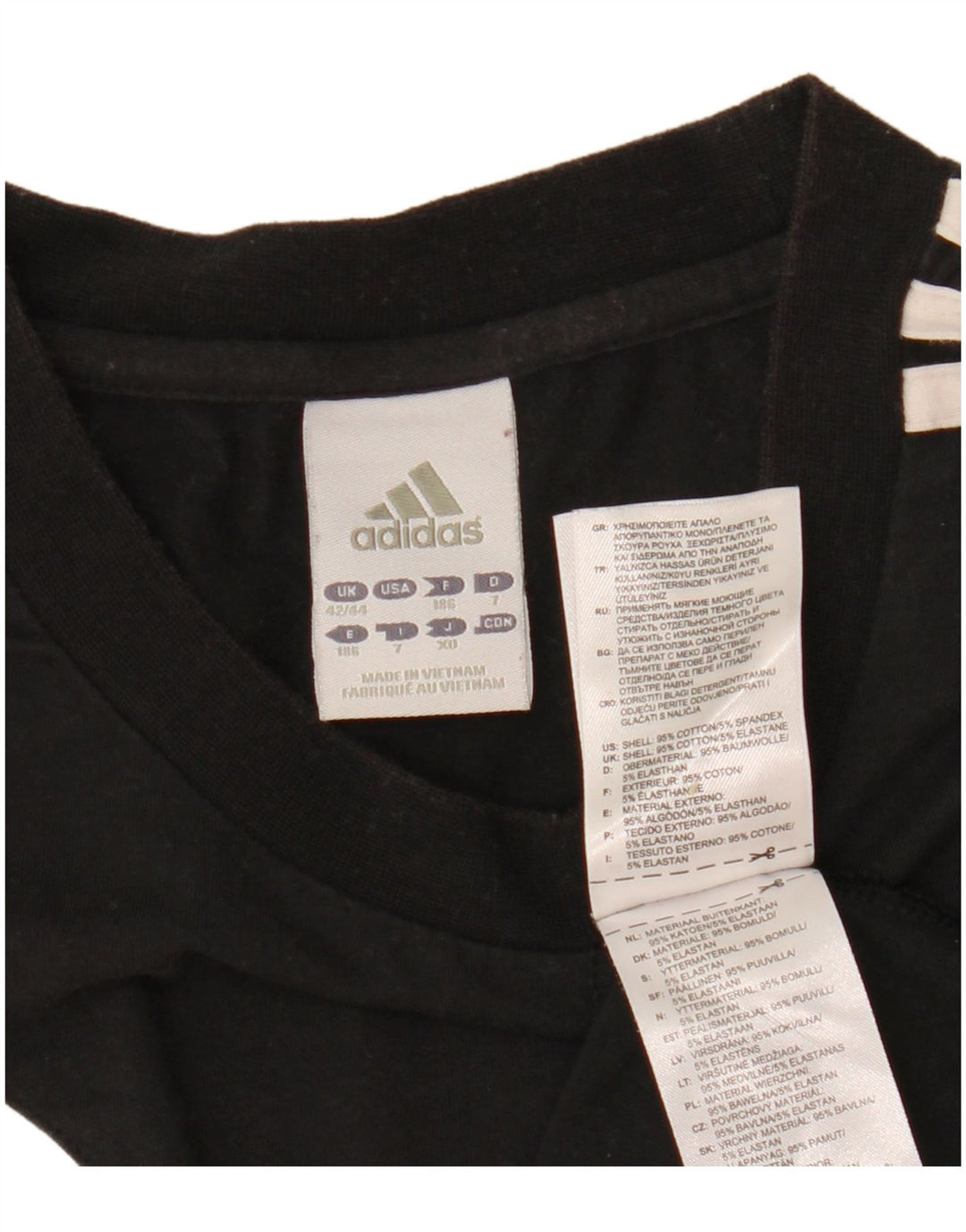 ADIDAS Mens T-Shirt Top UK 42/44 Large Black Colourblock Cotton