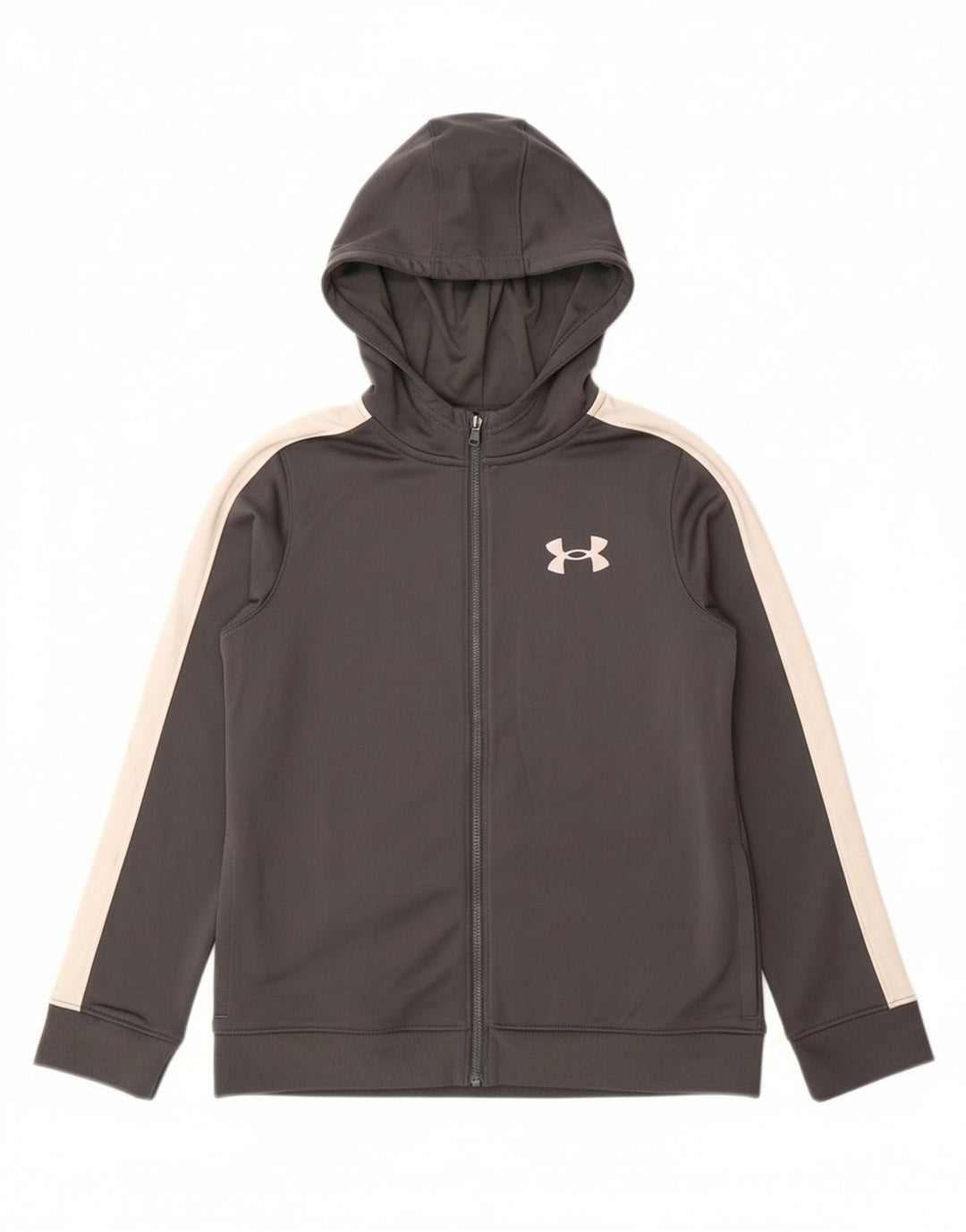 UNDER ARMOUR Boys Zip Hoodie Sweater 9-10 Years Medium Grey Colourblock