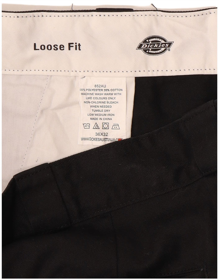Dickies Mens Loose Fit Cargo Trousers W36 L32 Black Polyester