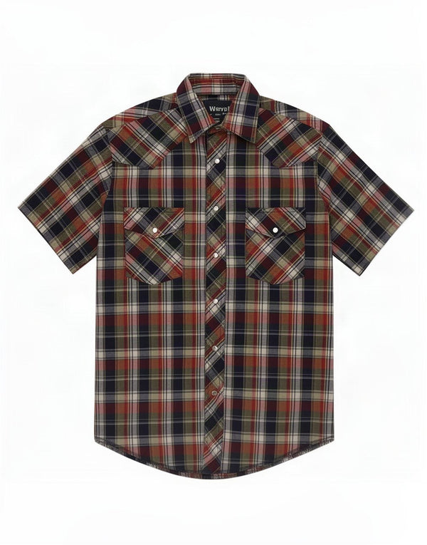 Wrangler Mens Short Sleeve Shirt Small Multicoloured Check Cotton