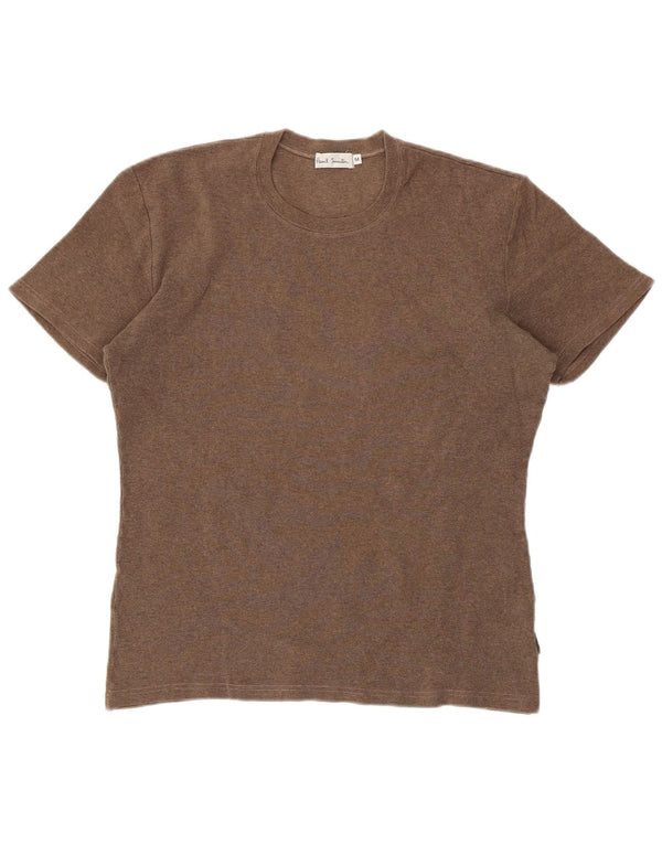 PAUL SMITH Womens T-Shirt Top UK 14 Medium Brown Cotton