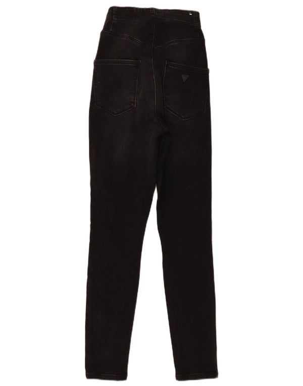 Guess Womens Bonny Distressed Skinny Jeans W25 L27 Black Cotton