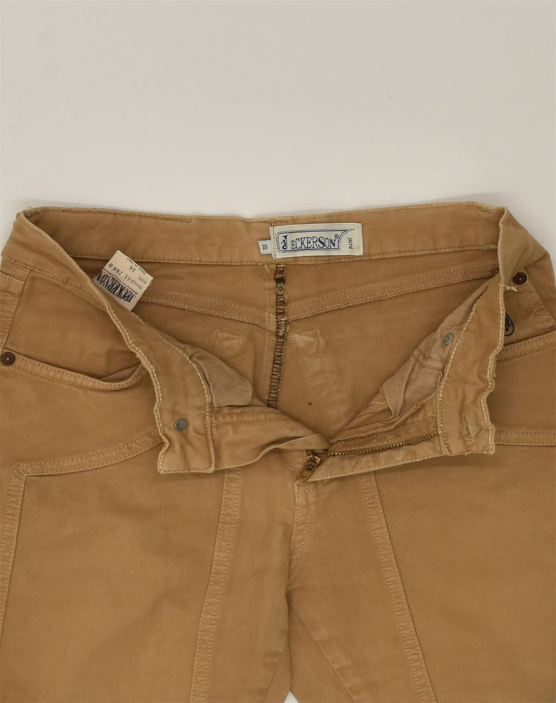 JECKERSON Womens Straight Cropped Trousers  W26 L24 Brown Cotton | Vintage Jeckerson | Thrift | Second-Hand Jeckerson | Used Clothing | Messina Hembry 