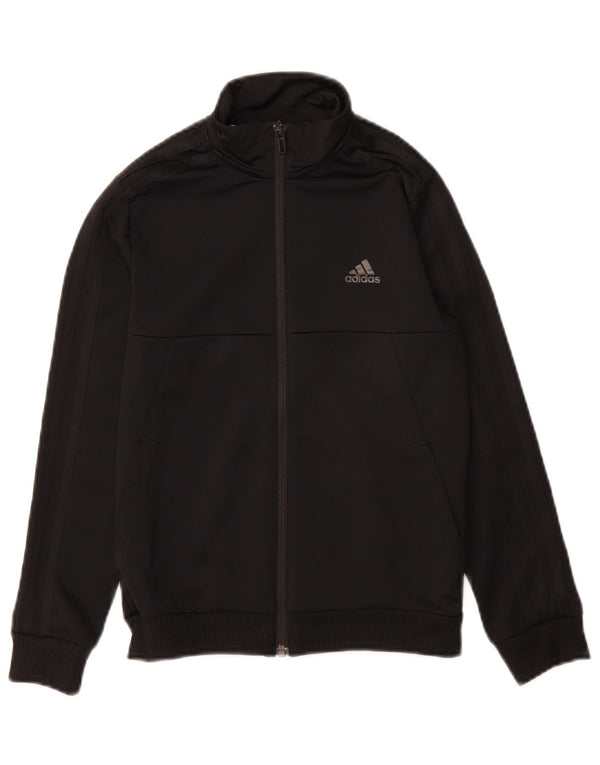 Adidas Boys Climalite Tracksuit Top Jacket 9-10 Years Black Polyester