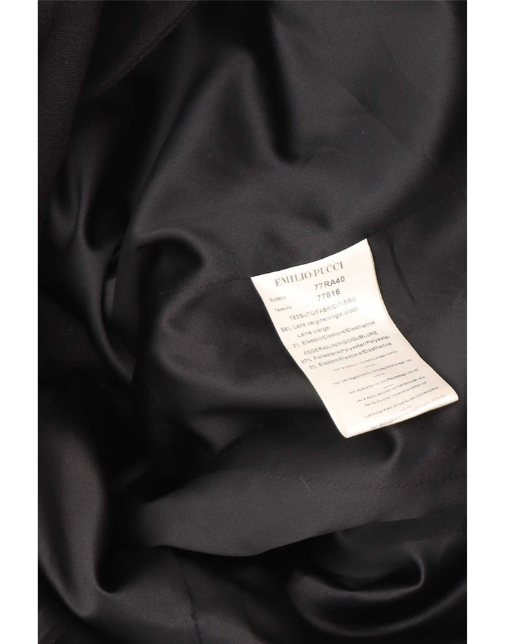 Emilio Pucci Womens Longline Blazer Jacket UK 14 Medium Black Virgin Wool