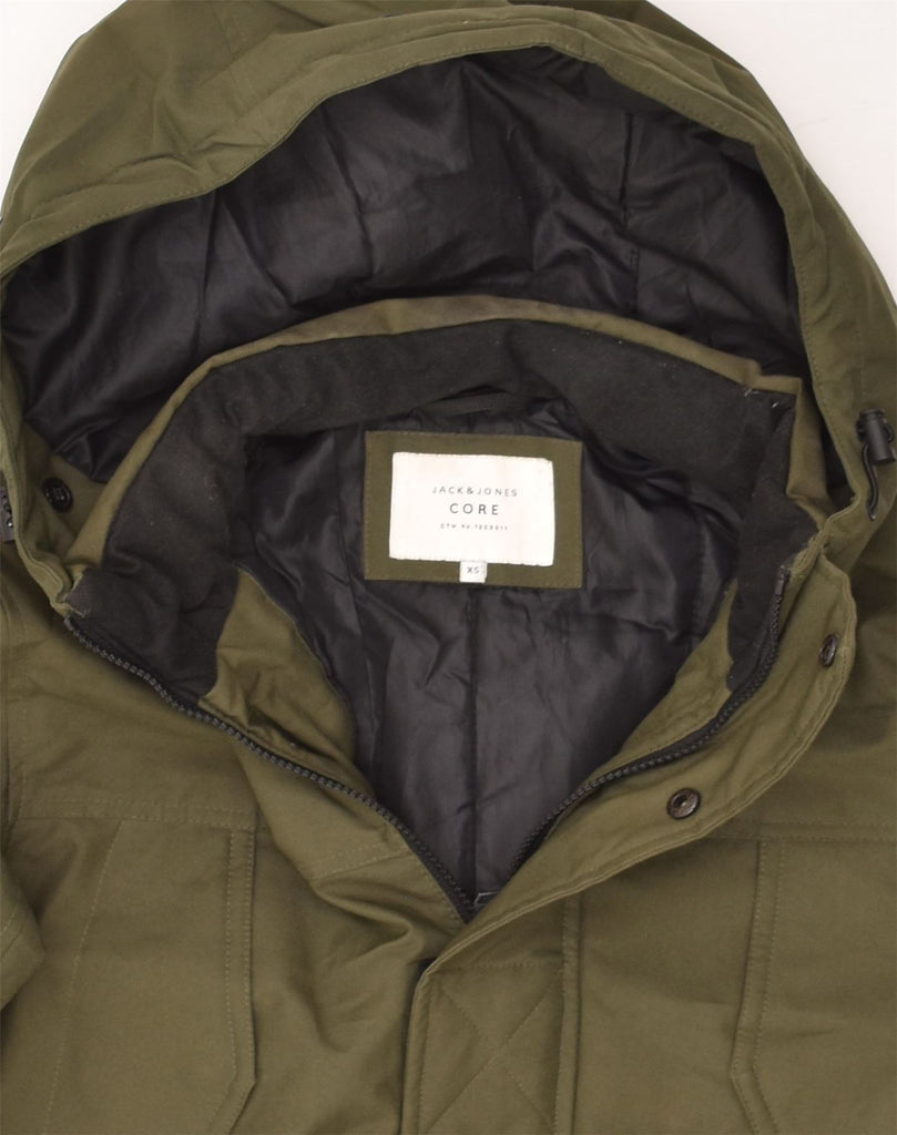 JACK & JONES Mens Hooded Windbreaker Jacket UK 34 XS Khaki Polyester | Vintage Jack & Jones | Thrift | Second-Hand Jack & Jones | Used Clothing | Messina Hembry 