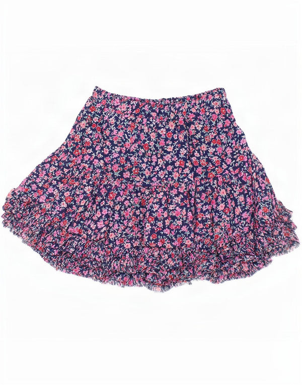 Joules Girls Tiered Skirt 9-10 Years W23 Blue Floral Polyester