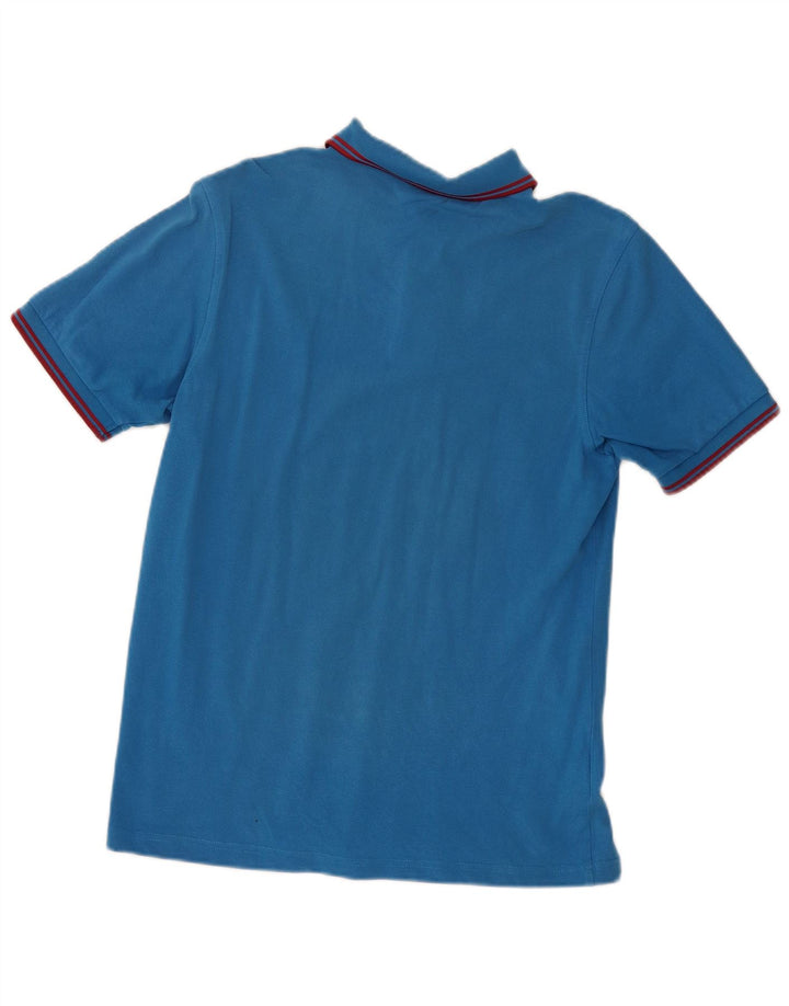 Fred Perry Mens Polo Shirt Medium Blue Striped Cotton