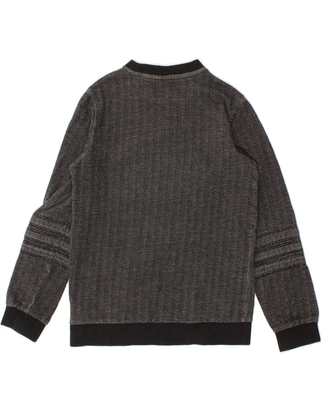 ADIDAS Boys Graphic Sweatshirt Jumper 11-12 Years Black Herringbone Cotton Vintage Adidas and Second-Hand Adidas from Messina Hembry 