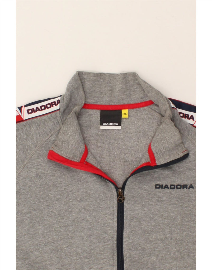 DIADORA Mens Graphic Tracksuit Top Jacket XL Grey Cotton Vintage Diadora and Second-Hand Diadora from Messina Hembry 