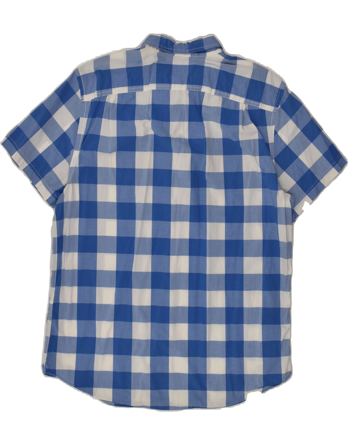 GAP Mens Short Sleeve Shirt Large Blue Gingham Cotton, Vintage &  Second-Hand Clothing Online