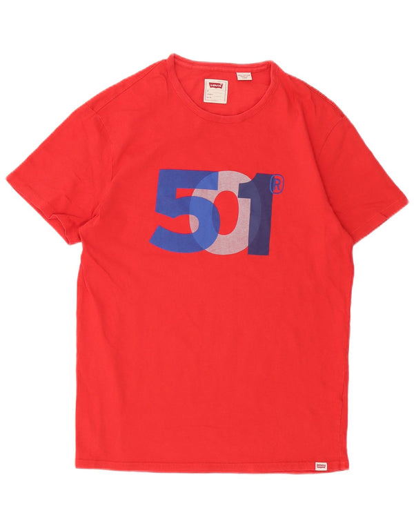 Levi's Mens 501 Standard Fit Graphic T-Shirt Top Small Red Cotton
