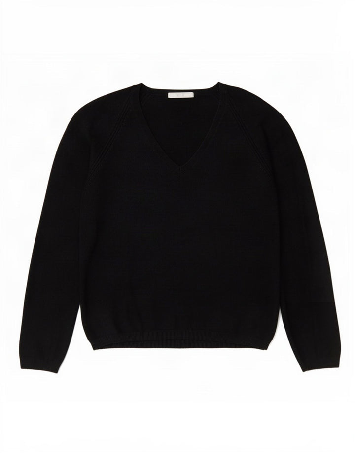 Marks & Spencer Womens V-Neck Jumper Sweater UK 12 Medium Black
