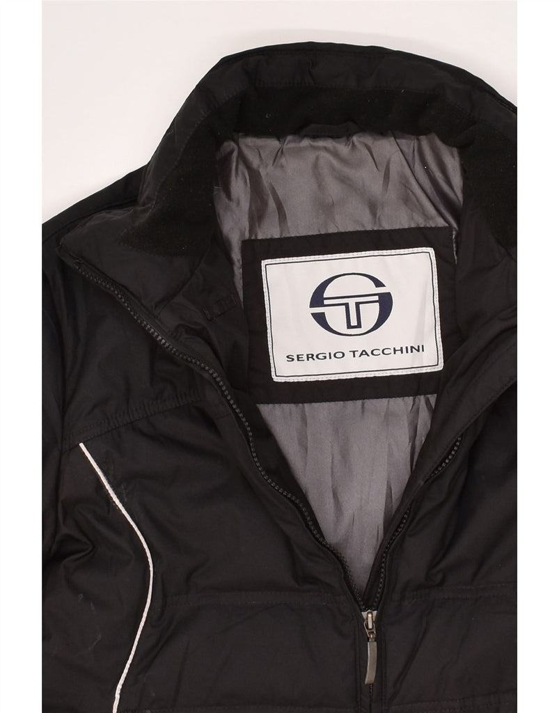 SERGIO TACCHINI Mens Padded Jacket UK 38 Medium Black Polyamide | Vintage Sergio Tacchini | Thrift | Second-Hand Sergio Tacchini | Used Clothing | Messina Hembry 