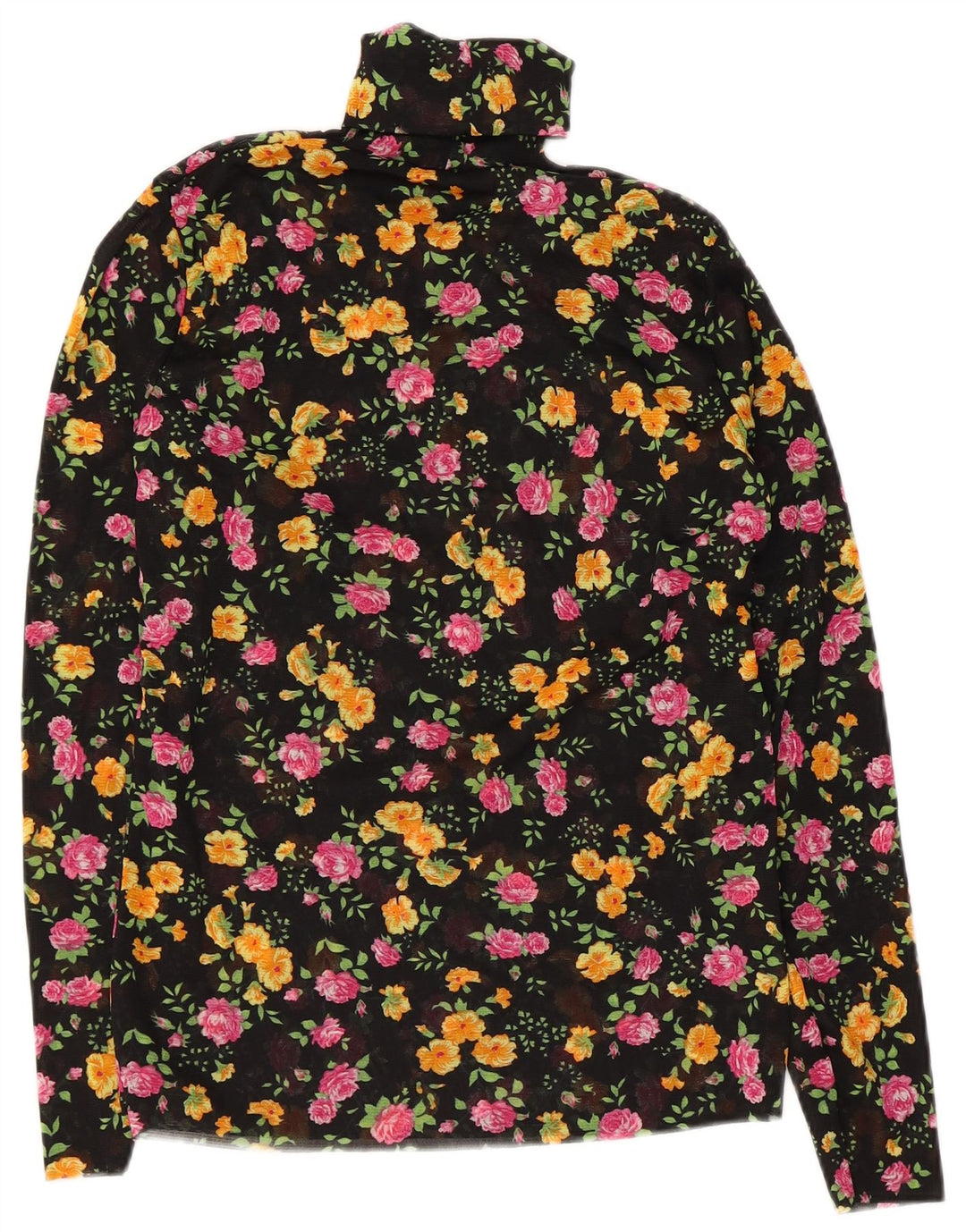 Vintage Womens Long Sleeve Blouse Top UK 10 Small Black Floral