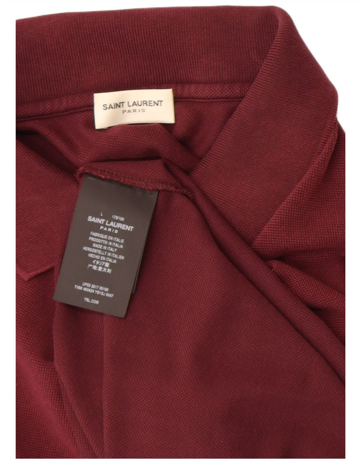 Saint Laurent Mens Polo Shirt Large Burgundy Cotton