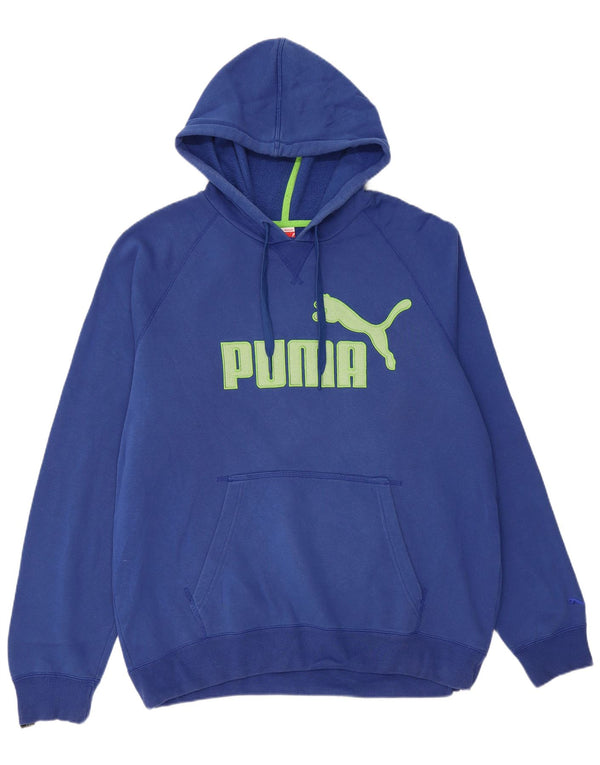 PUMA Mens Graphic Hoodie Jumper XL Blue Cotton