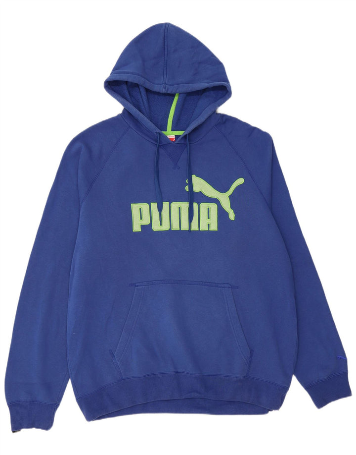 PUMA Mens Graphic Hoodie Jumper XL Blue Cotton