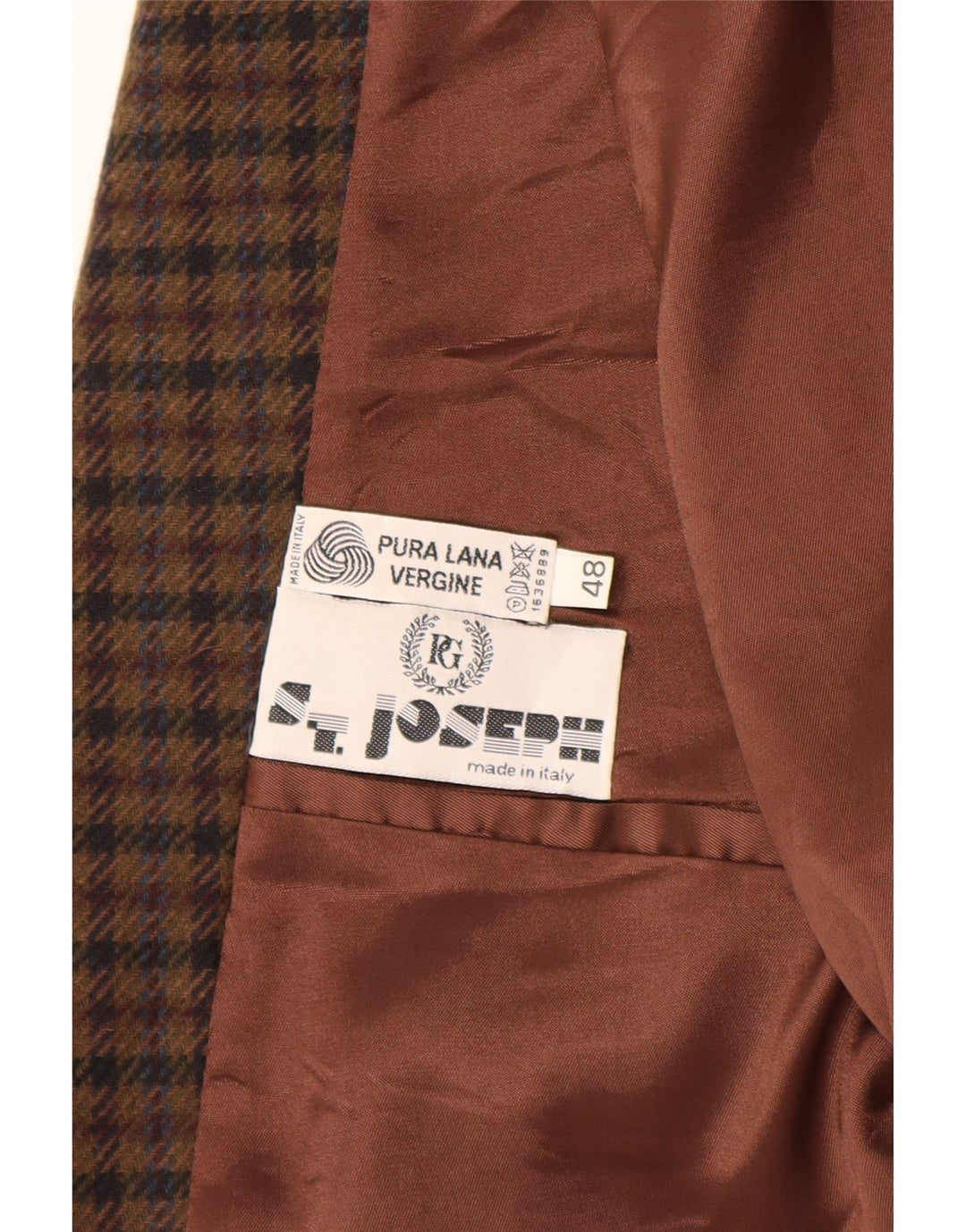 Vintage Mens 2 Button Blazer Jacket IT 48 Medium Brown Check Virgin Wool