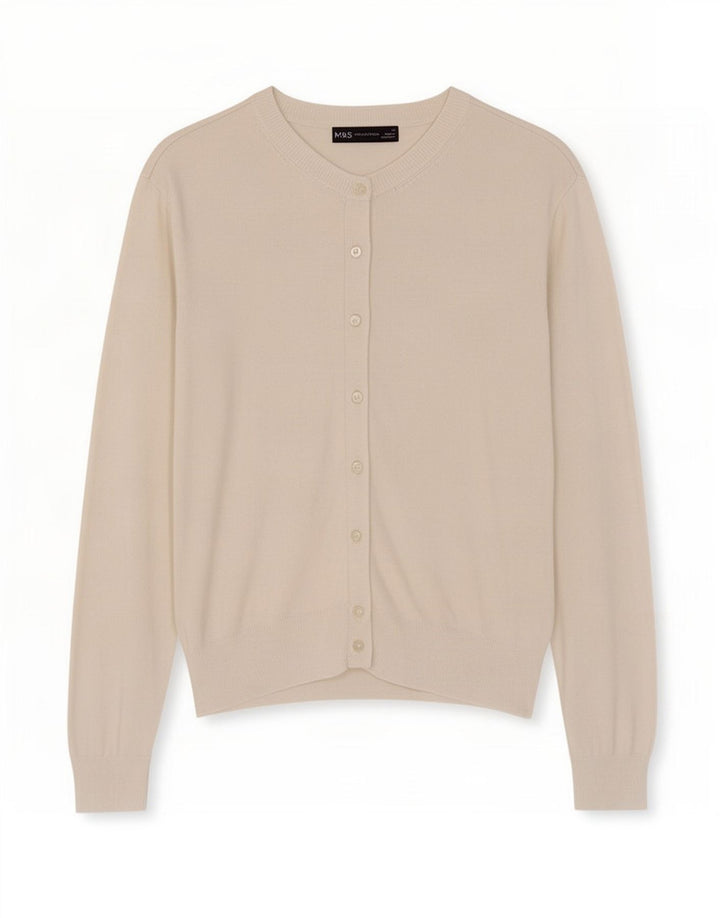 Marks & Spencer Womens Cardigan Sweater UK 12 Medium White Viscose