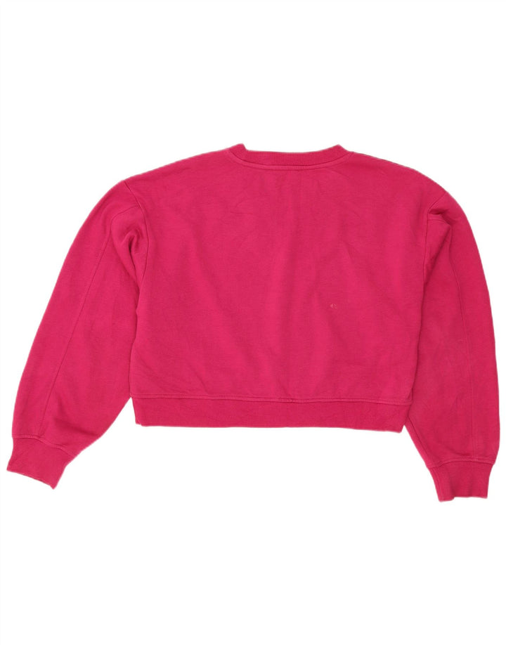 Zara Womens Crop Sweatshirt Jumper UK 14 Medium Pink Cotton