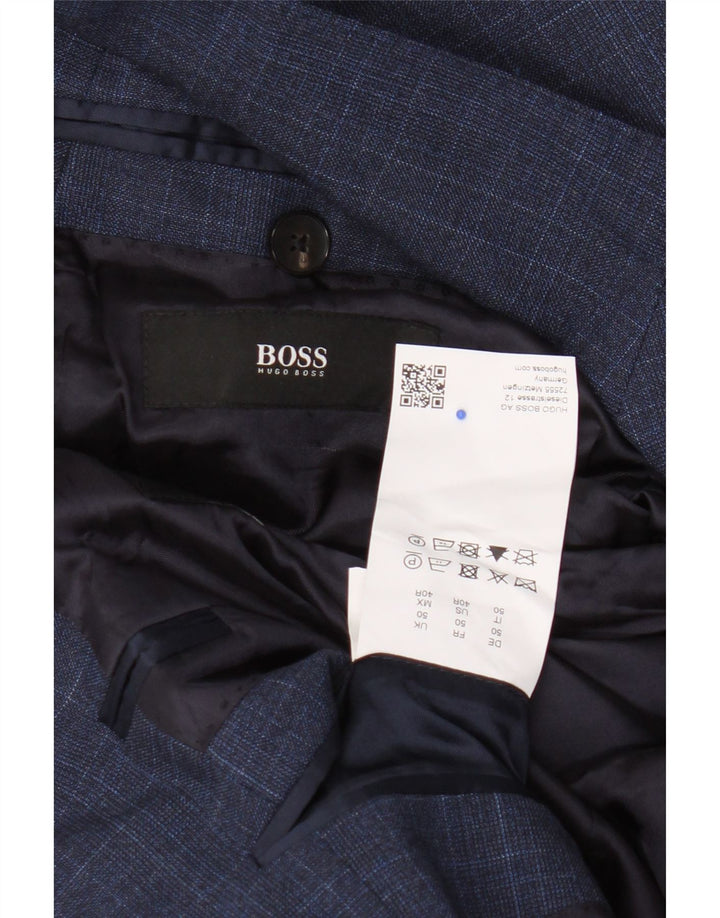Hugo Boss Mens 2 Button Blazer Jacket EU 50 Large Navy Blue Check