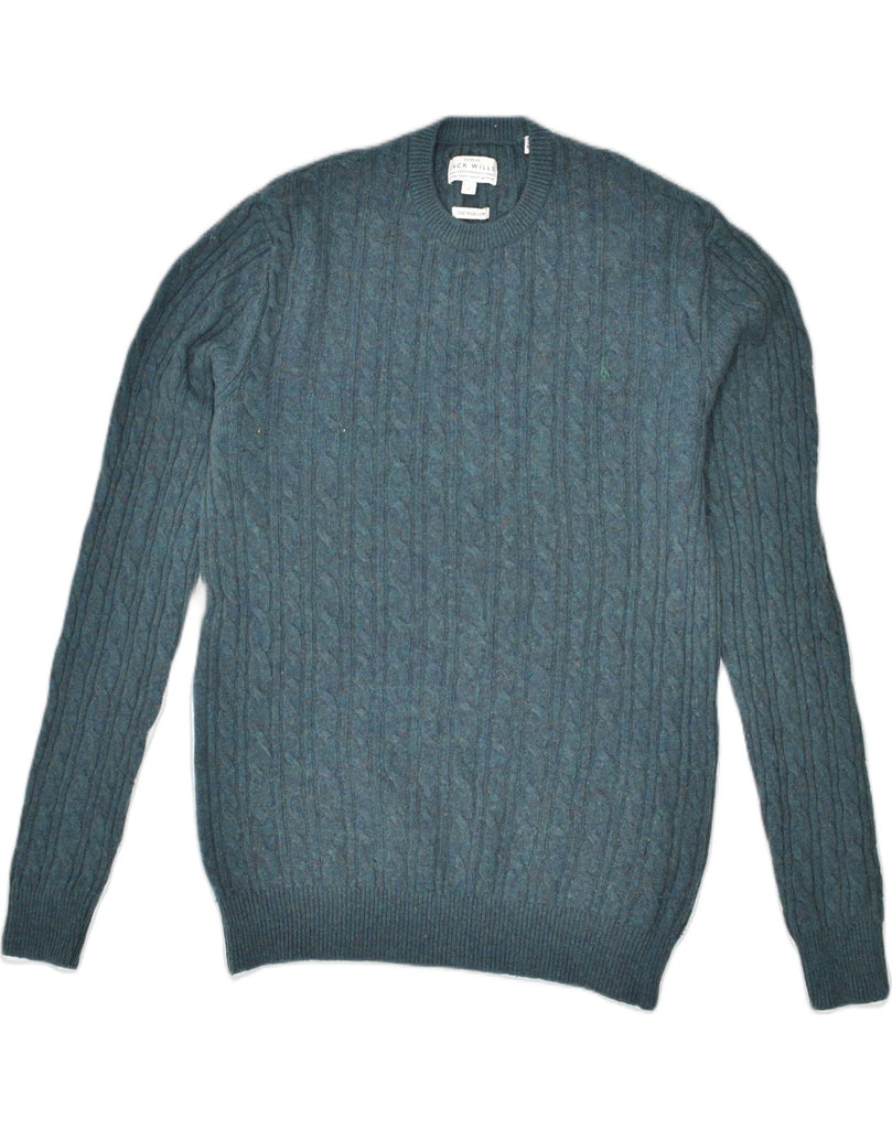 JACK WILLS Mens Crew Neck Jumper Sweater Small Blue Wool | Vintage | Thrift | Second-Hand | Used Clothing | Messina Hembry 