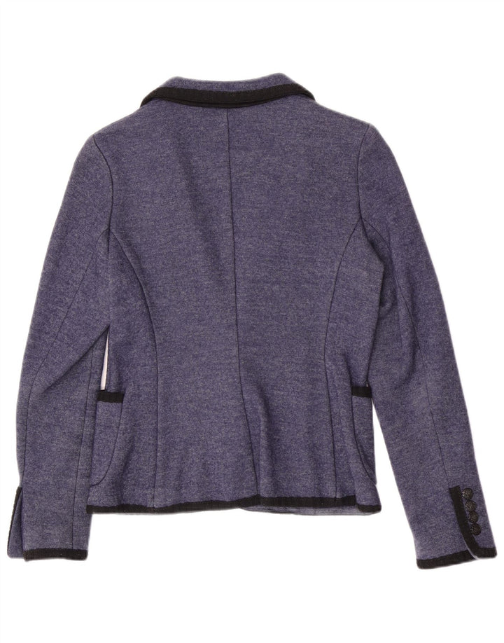 Zara Womens Knit 1 Button Blazer Jacket UK 12 Medium Blue