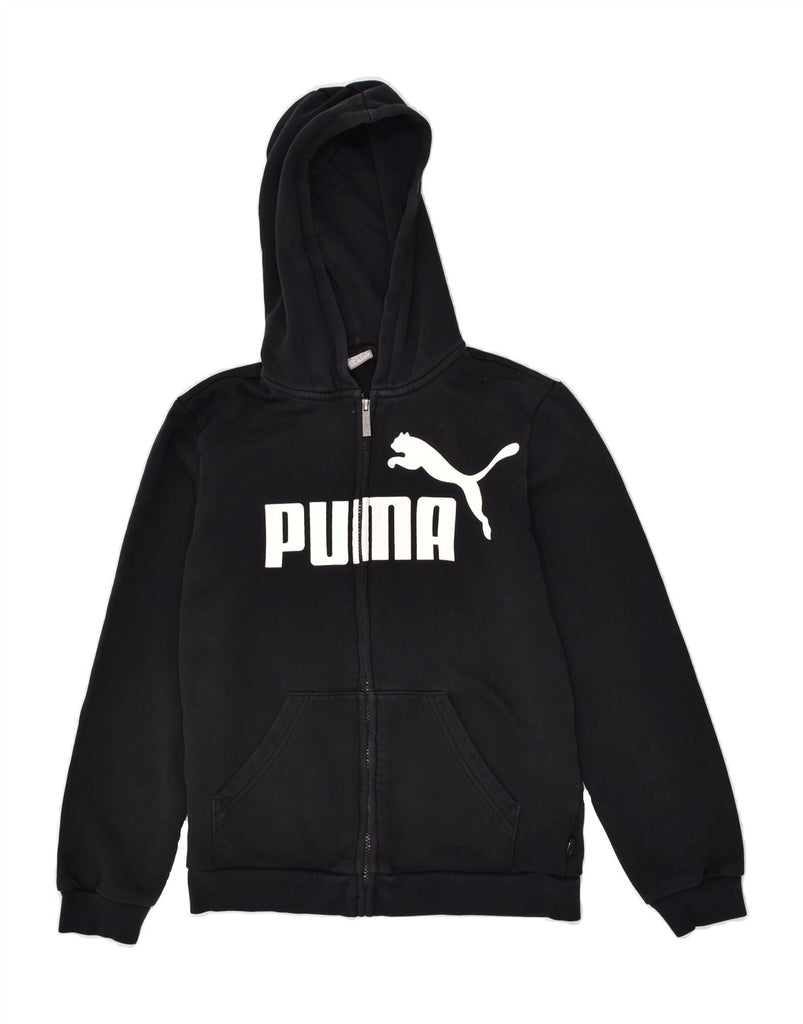 PUMA Boys Graphic Zip Hoodie Sweater 13-14 Years Black | Vintage Puma | Thrift | Second-Hand Puma | Used Clothing | Messina Hembry 