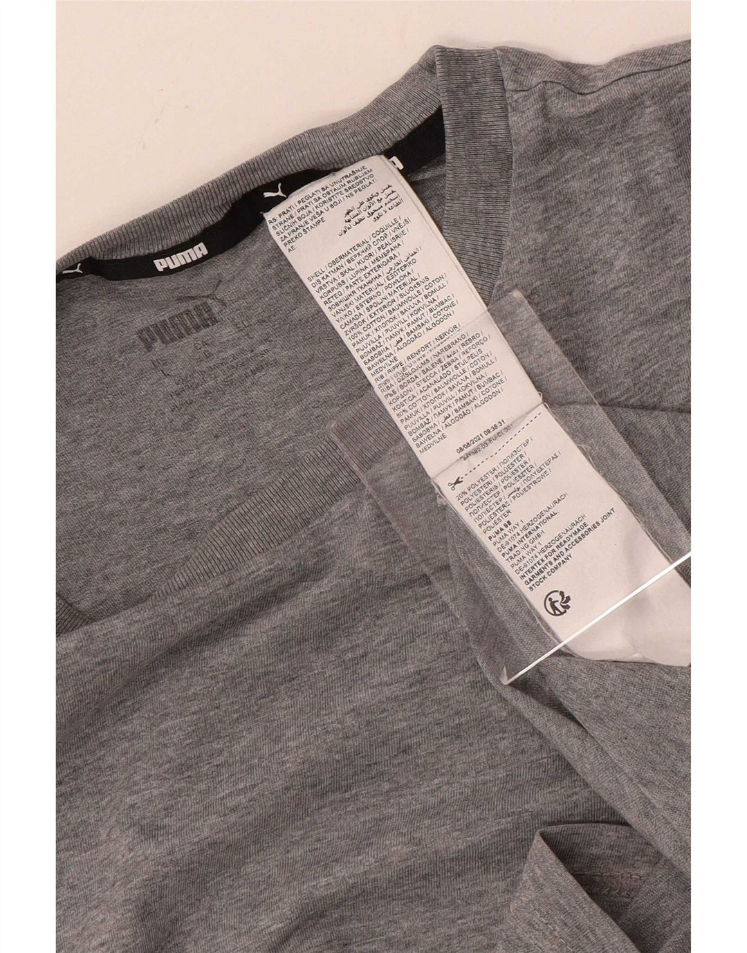 Puma Mens Graphic T-Shirt Top Large Grey Colourblock Cotton