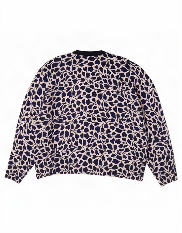 Marks & Spencer Womens Cardigan Sweater UK 22 3XL Navy Blue Floral Viscose