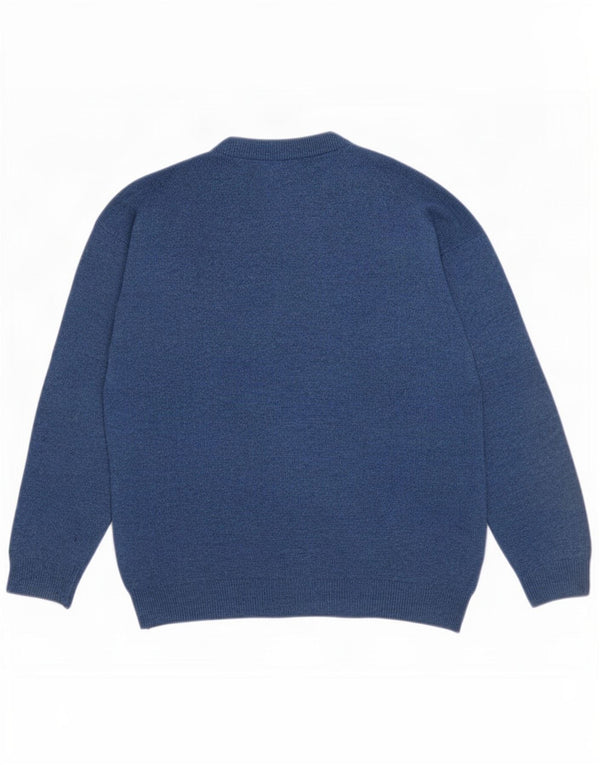 Weekend Mens Crew Neck Jumper Sweater Medium Blue Argyle/Diamond Wool