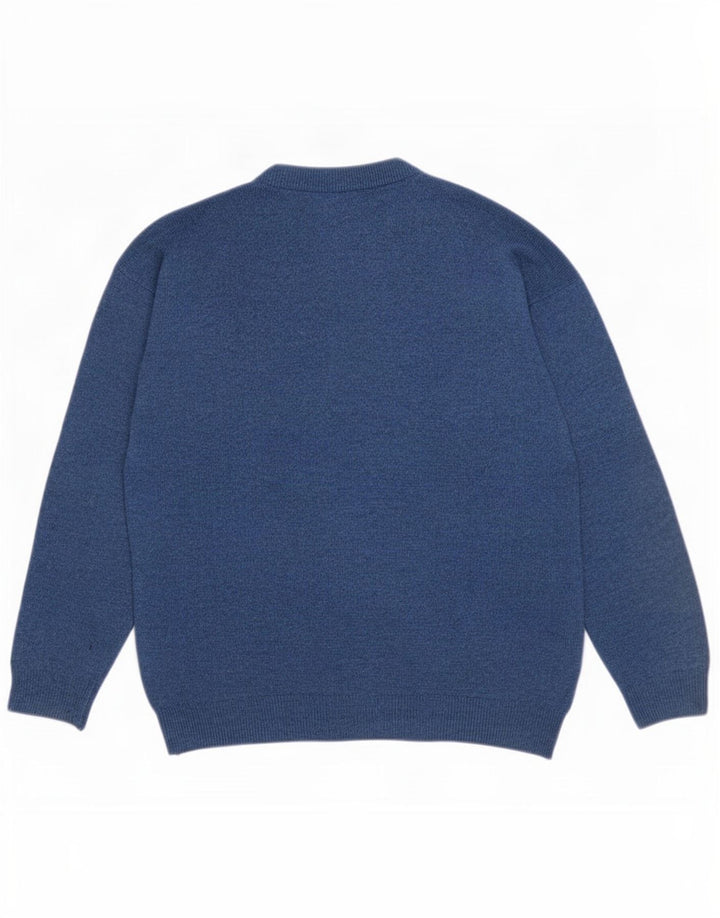 Weekend Mens Crew Neck Jumper Sweater Medium Blue Argyle/Diamond Wool