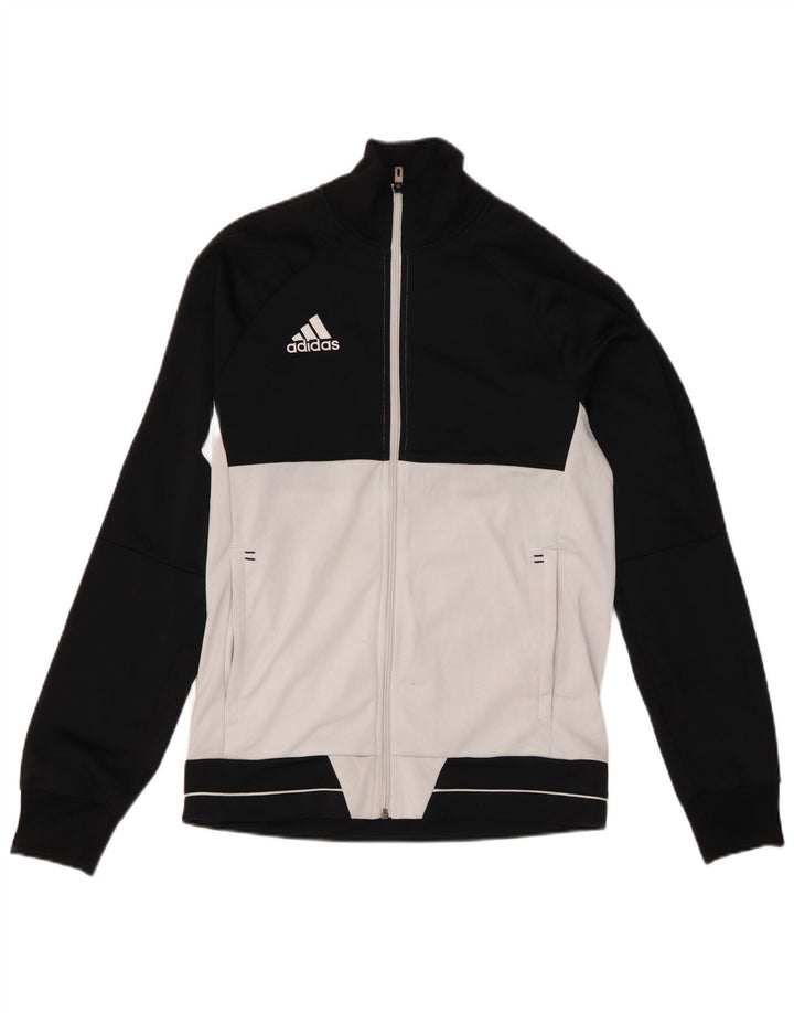 Adidas Mens Tracksuit Top Jacket Small Black Colourblock Polyester