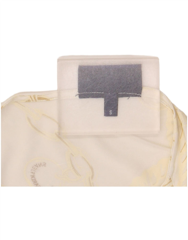 Trussardi Jeans Womens Abstract Pattern Blouse Top UK 8 Small White
