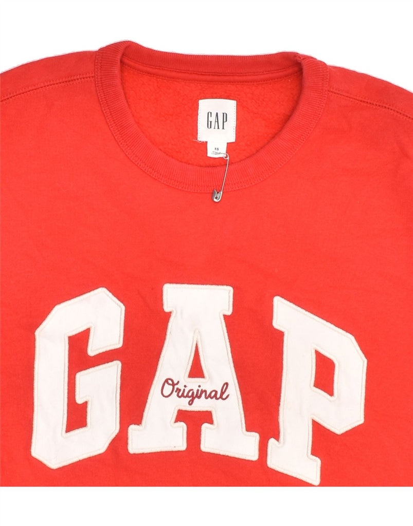 GAP Womens Graphic Sweatshirt Jumper UK 4 XS Red Cotton | Vintage Gap | Thrift | Second-Hand Gap | Used Clothing | Messina Hembry 