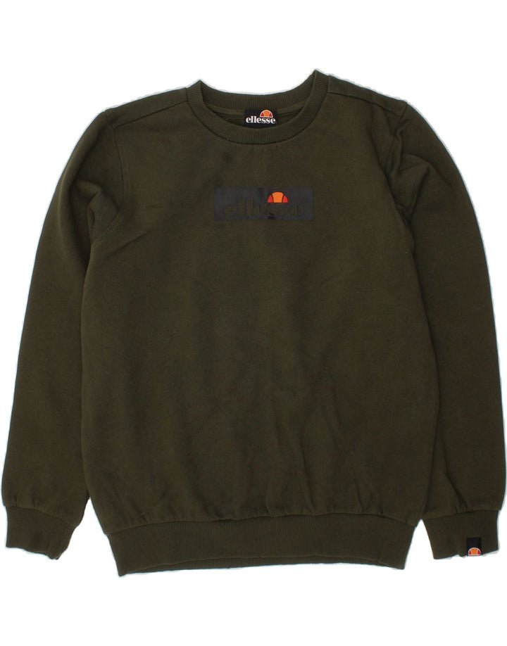 ELLESSE Boys Graphic Sweatshirt Jumper 12-13 Years Green Cotton Vintage Ellesse and Second-Hand Ellesse from Messina Hembry 