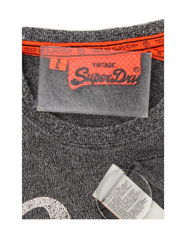 SUPERDRY Mens Graphic T-Shirt Top XL Grey Cotton