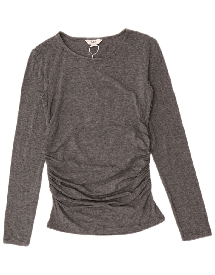 Marks & Spencer Womens Top Long Sleeve UK 10 Small Grey Acrylic