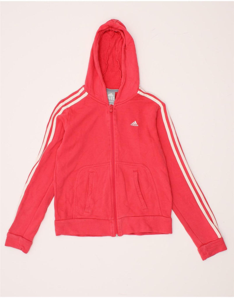 ADIDAS Girls Zip Hoodie Sweater 13-14 Years Red Cotton Vintage Adidas and Second-Hand Adidas from Messina Hembry 