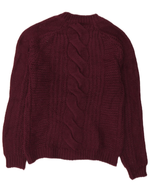 Fat Face Womens Crew Neck Jumper Sweater UK 10 Small Burgundy Acrylic