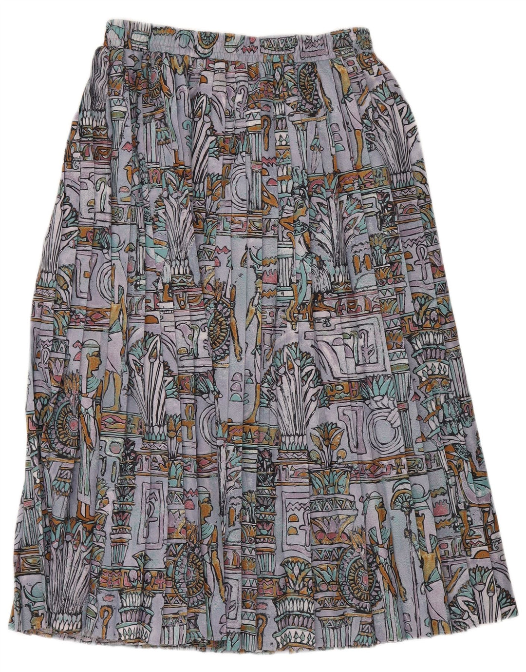 C&A Womens Pleated Skirt EU 40 Medium W30 Multicoloured Geometric