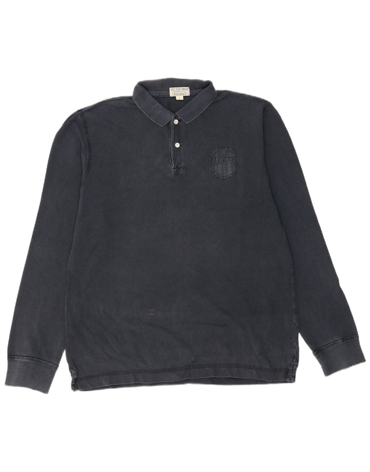 RALPH LAUREN Mens Graphic Long Sleeve Polo Shirt Large Navy Blue
