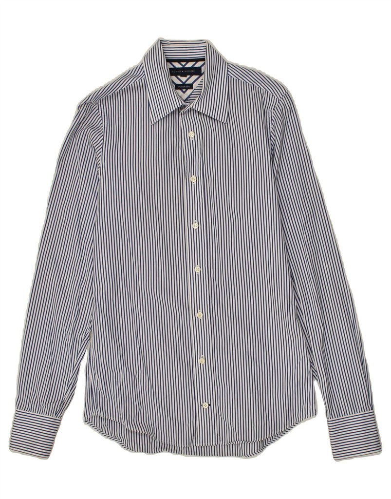 TOMMY HILFIGER Mens Premium Shirt Small White Pinstripe Cotton | Vintage Tommy Hilfiger | Thrift | Second-Hand Tommy Hilfiger | Used Clothing | Messina Hembry 