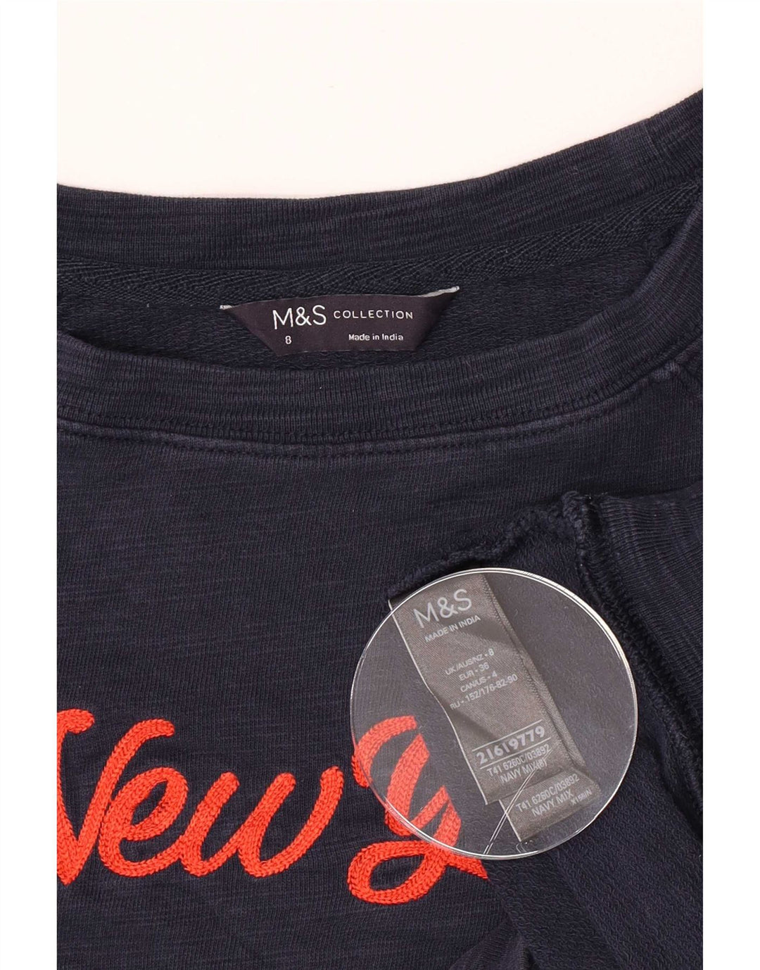 Marks & Spencer Womens Graphic Sweatshirt Jumper UK 8 Small Navy Blue